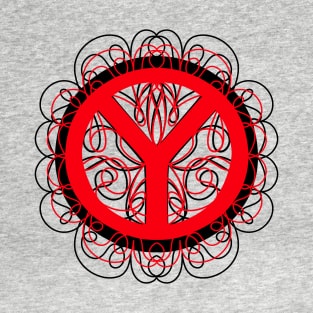 Peace Sign Red And Black T-Shirt